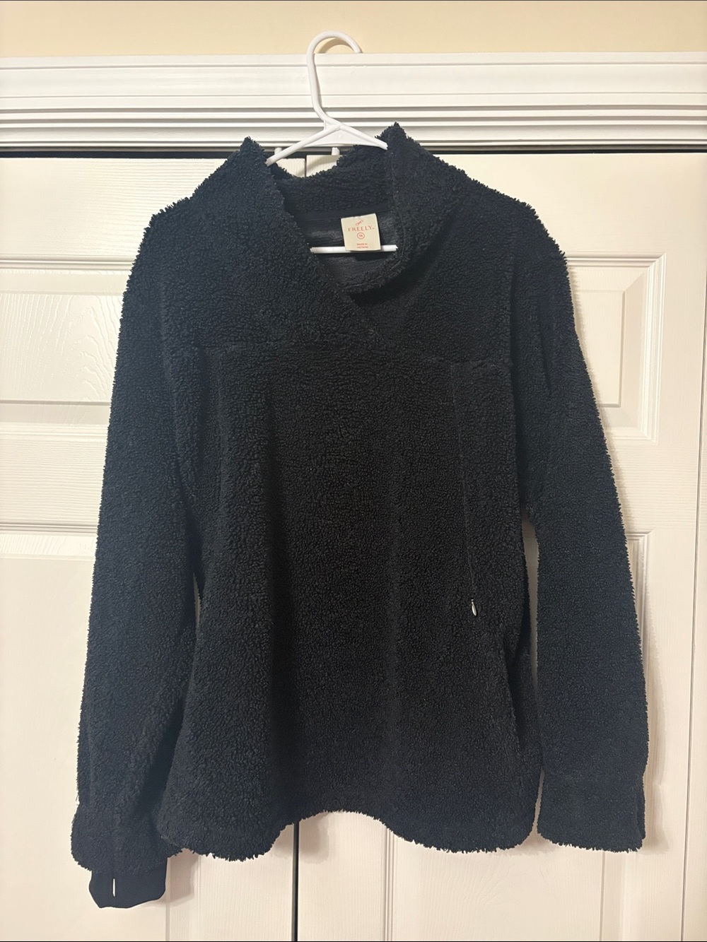 Cozy Black Sherpa Cowl Neck Pullover by A New Day